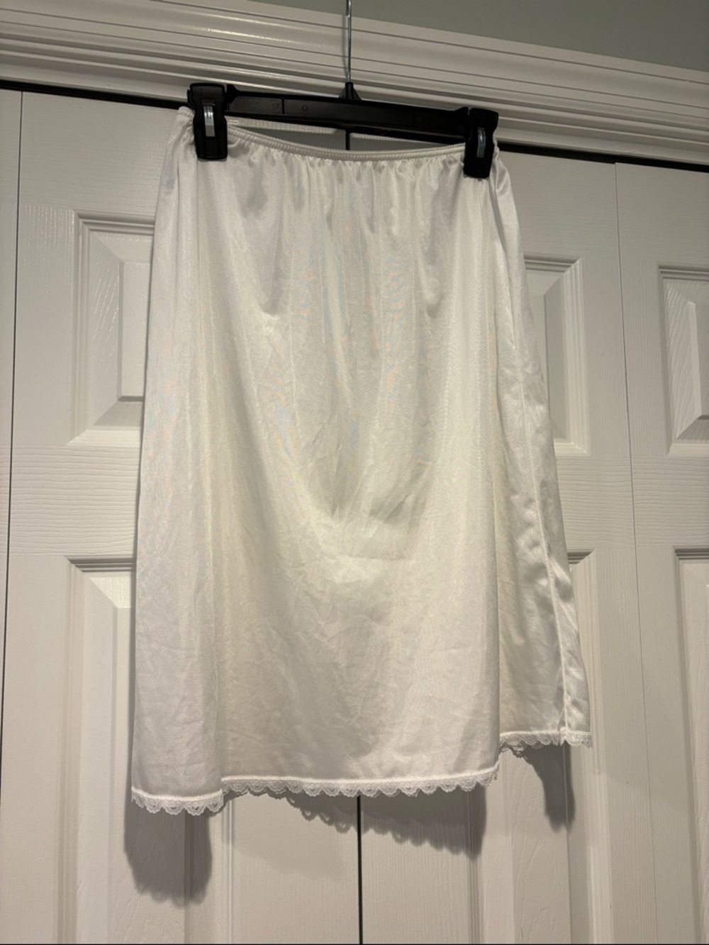 Warner's White 23” Slip with Lace Hem